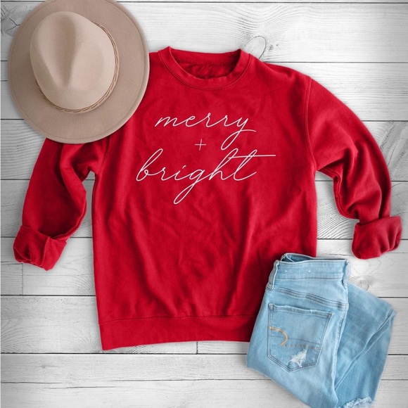 Merry + Bright Christmas Sweatshirt - Picture 5 of 5